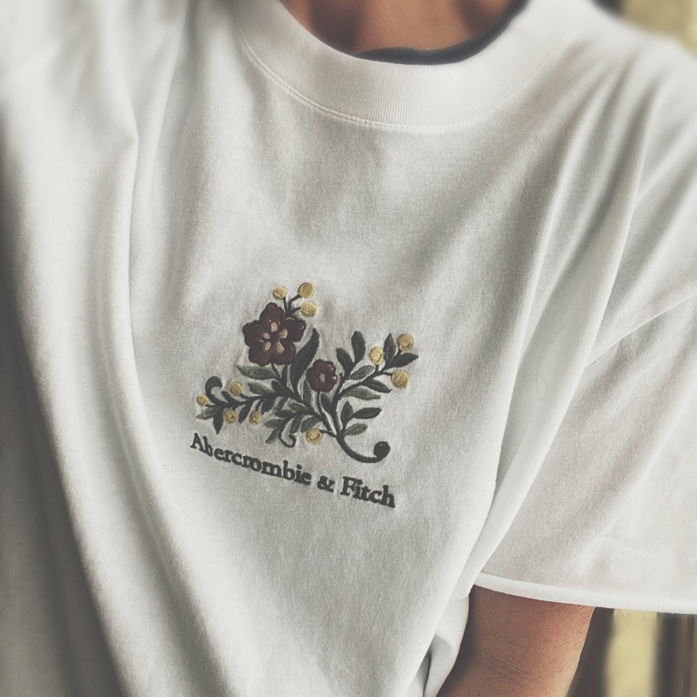 Abercrombie & Fitch Custom Cutoff Graphic Tee Floral White XXL - Picture 9 of 12